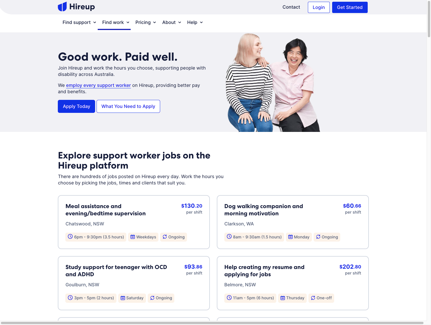 Hireup screenshot