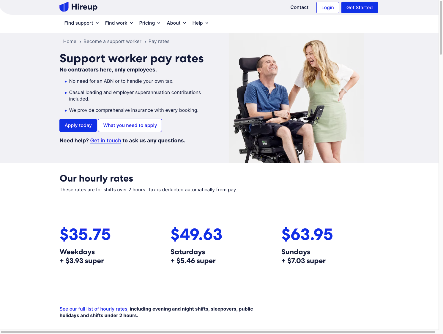 Hireup screenshot