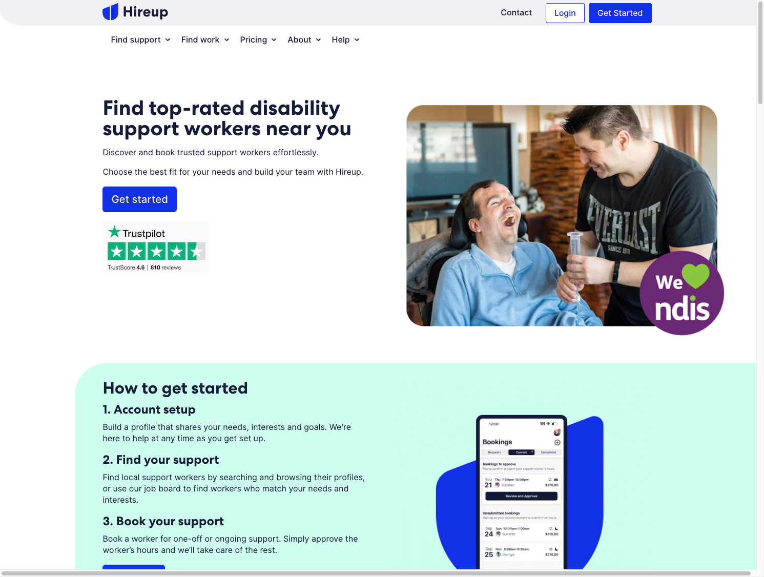 Hireup screenshot
